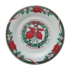 Tienshan Deck The Halls Ten Lords Leaping Christmas Plate 7.5"